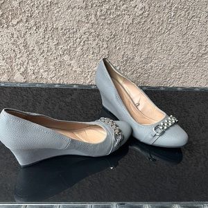 Grey with silver chain wedge shoes size 9.5